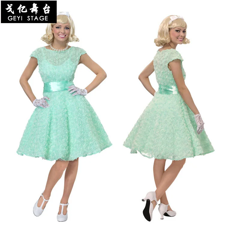 

Halloween party annual party dance party adult female dress 50s graduation dance skirt dress up costume