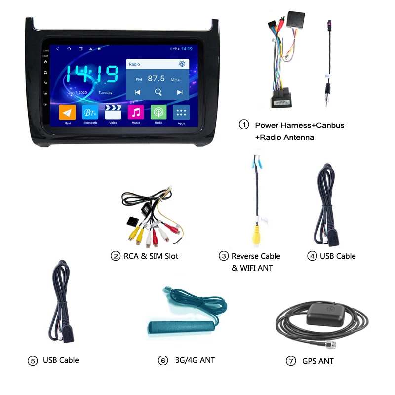 Автомобильный мультимедийный плеер для POLO 2011-2018 GPS радио навигация DSP CARPLAY 6 ГБ + 128