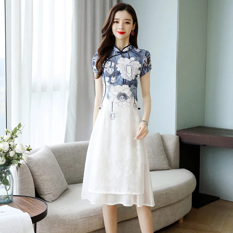 

2021 New Summer Holiday Fashion Plus Large Size Women Casual Dress Beach Wear Sexy Boho Floral Print Maxi Long Bohemian Dress