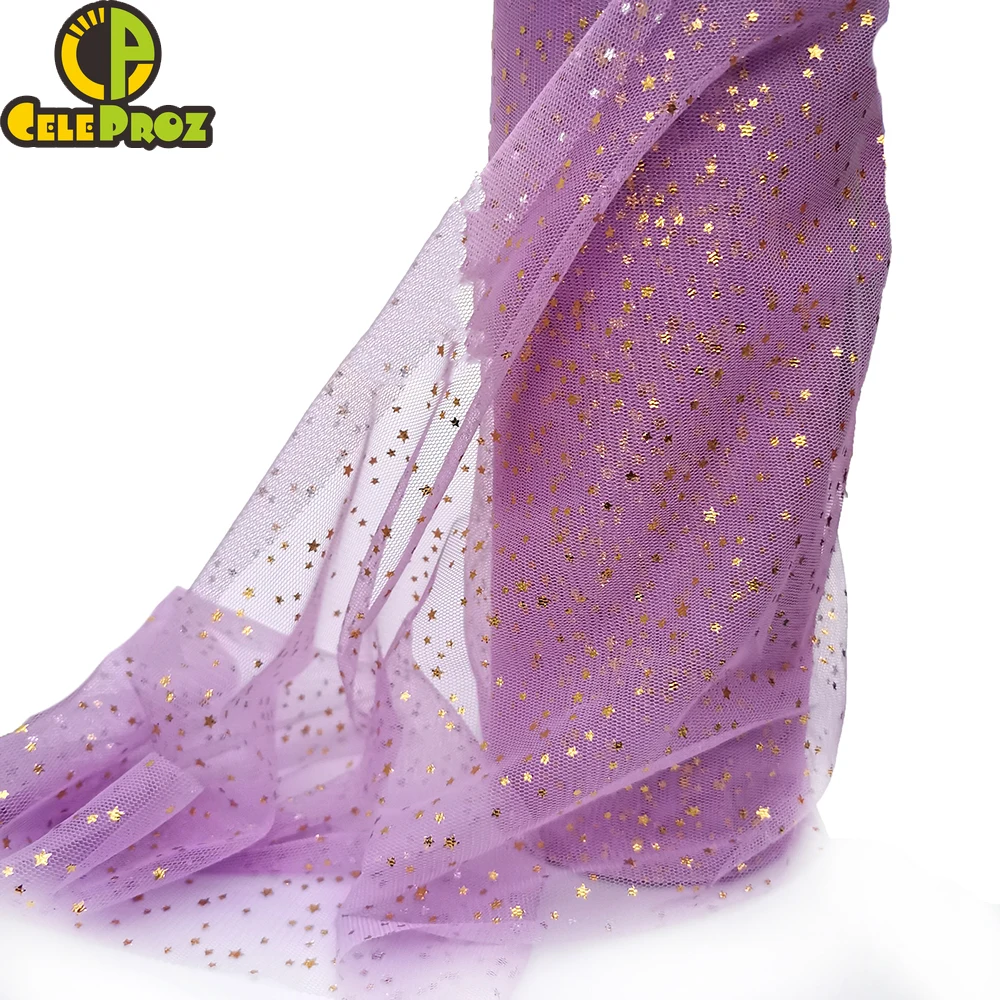 Тюль с золотыми звездами 30 см 10 ярдов | Дом и сад