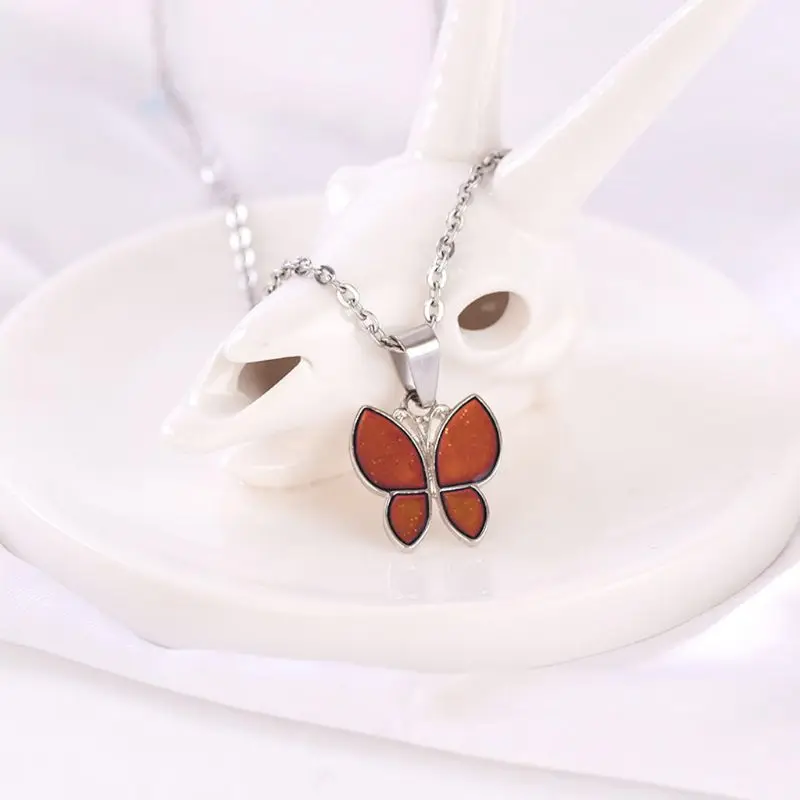 Волшебная бабочка изменение цвета с температурой кулон ожерелье ювелирные