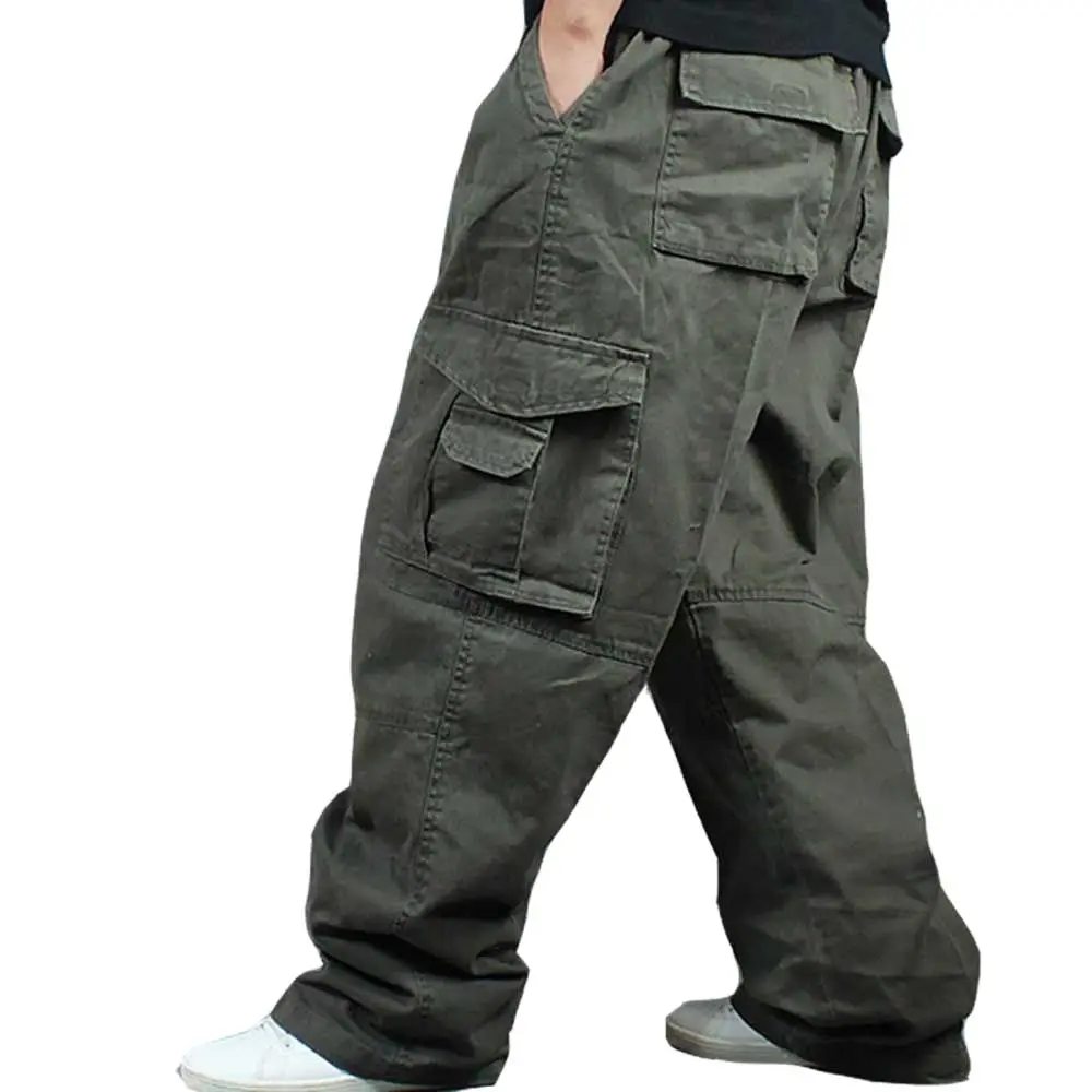 Размера плюс с длинным рукавом Свободные мешковатые брюки карго мужские