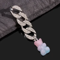 candy gradient gummy bear zircon chain drop earrings for women shiny silver color cuban chain couple earrings party jewelry gift