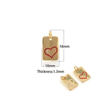 suitable for bracelets necklaces jewelry making supplies enamel peach heart pattern jewelry rectangular pendant jewelry