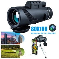 80100 hd monocular zoom telescope daynight vision bak4 prism optional phone adapter tripod for bird watching hunting sports