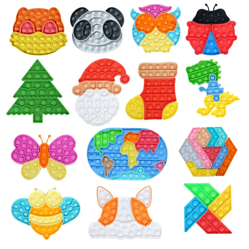 

New Fidget Toys Pop It Kawaii Animal Jigsaw Puzzle Sensory Toys for Special Needs Adhd Autism Stress Reliever Squishy Kid Gift