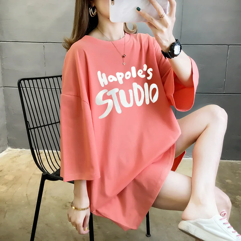 Футболка женская с круглым вырезом модная Свободная Повседневная рубашка