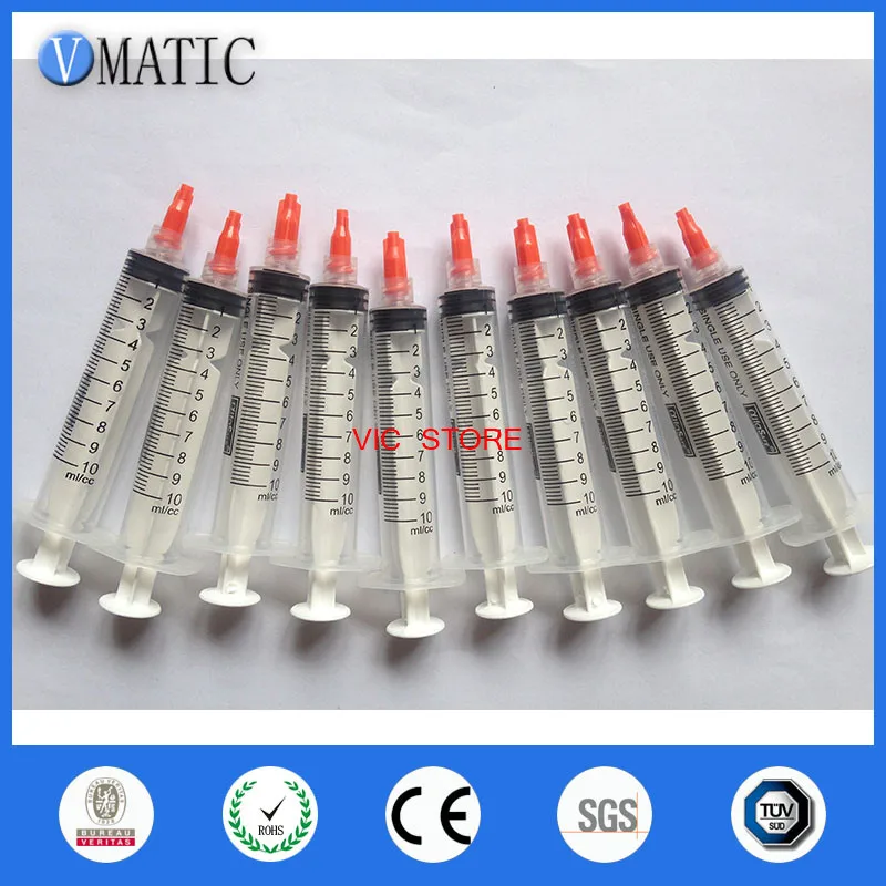 

Free Shipping 10Sets/Bag 10ml/cc Plastic Syringe For Glue