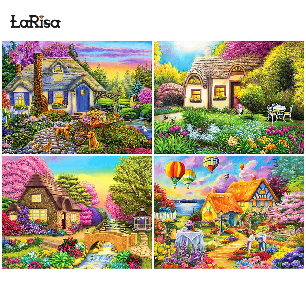 

Rural House Diamond Embroidery 5D DIY Diamond Painting Landscape Mosaic Full Layout Rhinestone Picture Modern Home Wall Decor