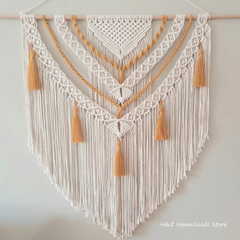 

Hand-woven Color Macrame Tapestry Wall Ornament Bohemian Craft Decoration Gorgeous Tapestry For Home Bedroom 70 * 90cm