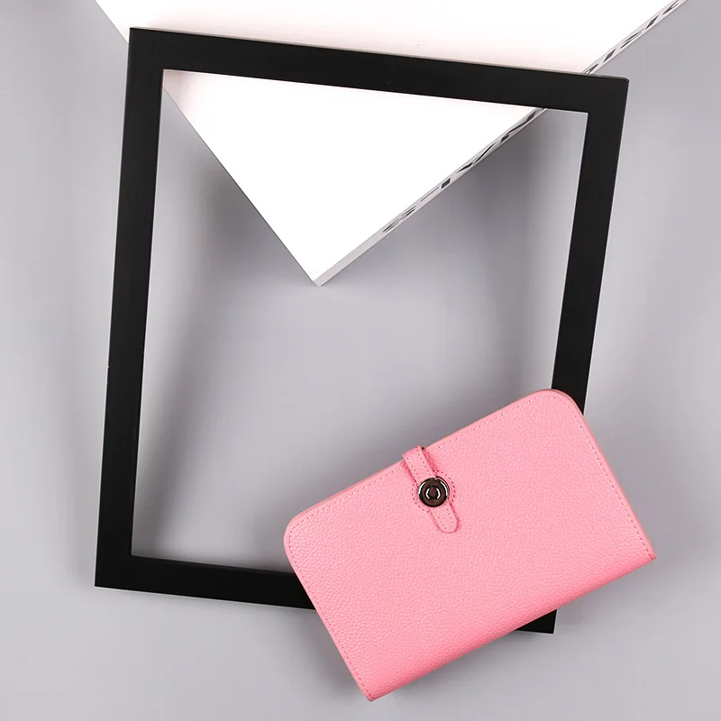 Pink Лидер продаж, женские кошельки, модные кошельки из зернистой воловьей кожи с зернистой текстурой личи, кошелек на молнии, высокое качество, женские кошельки и кошельки, сумка - Color: Pink