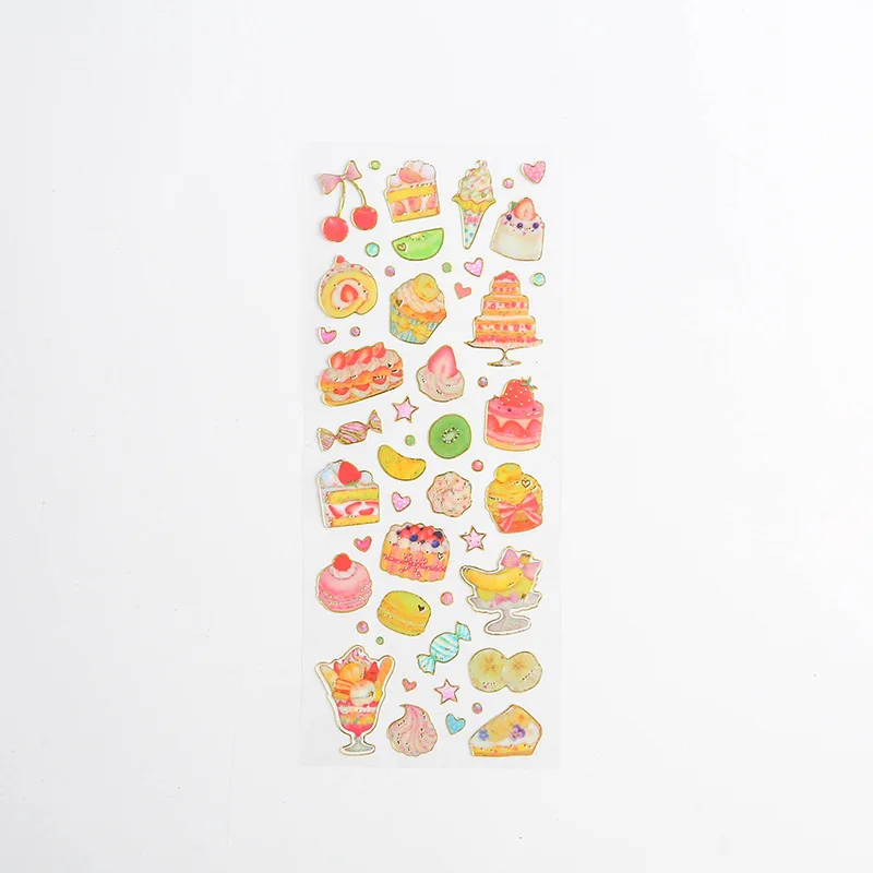 

1 Sheet Gold Stamping Cherry Cakes Decorative Stickers Diary Sticker Stick Label