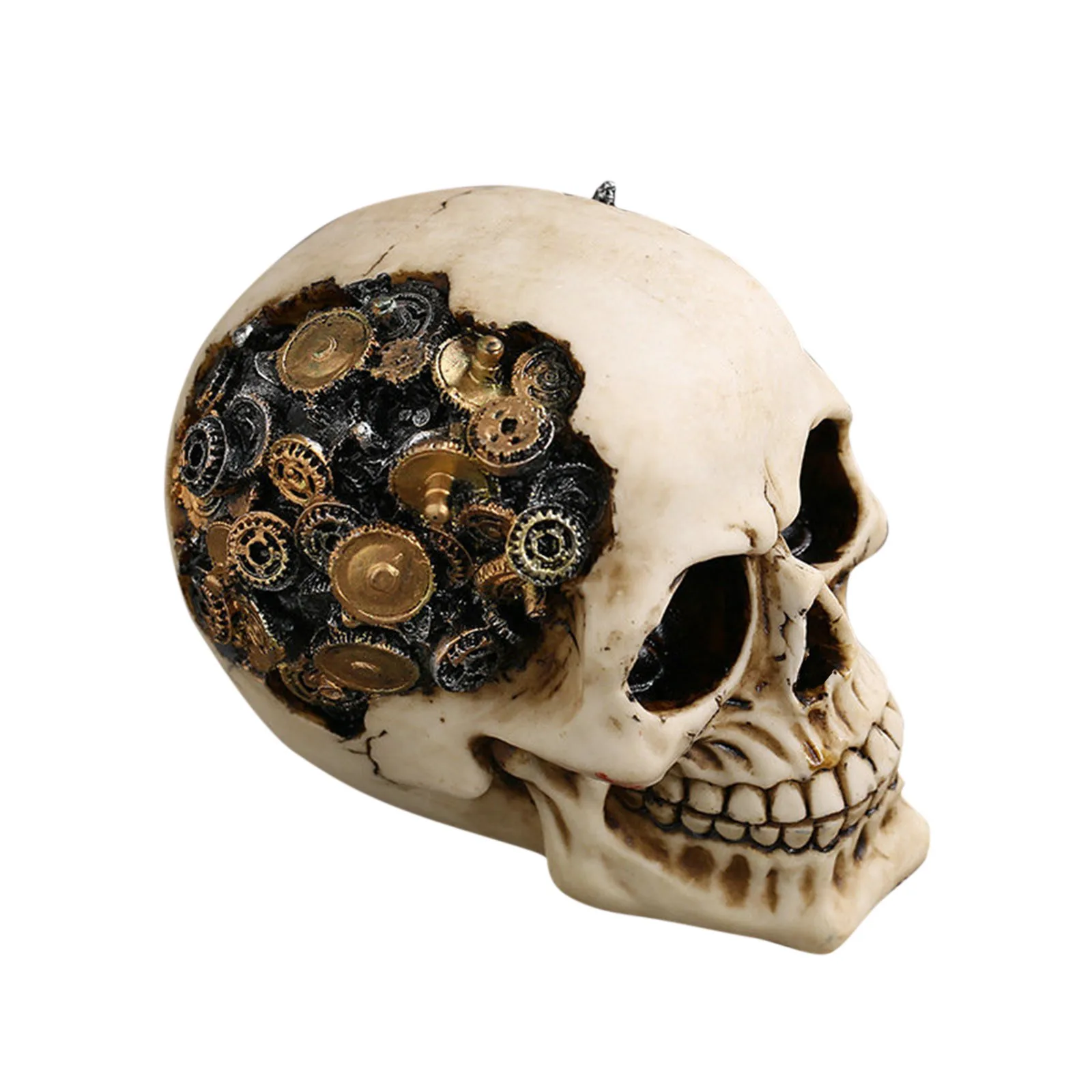 

2021 New Halloween House Room Horror Decoration Full Head Skull Resin Decoration Halloween Skull Ornament Decoration