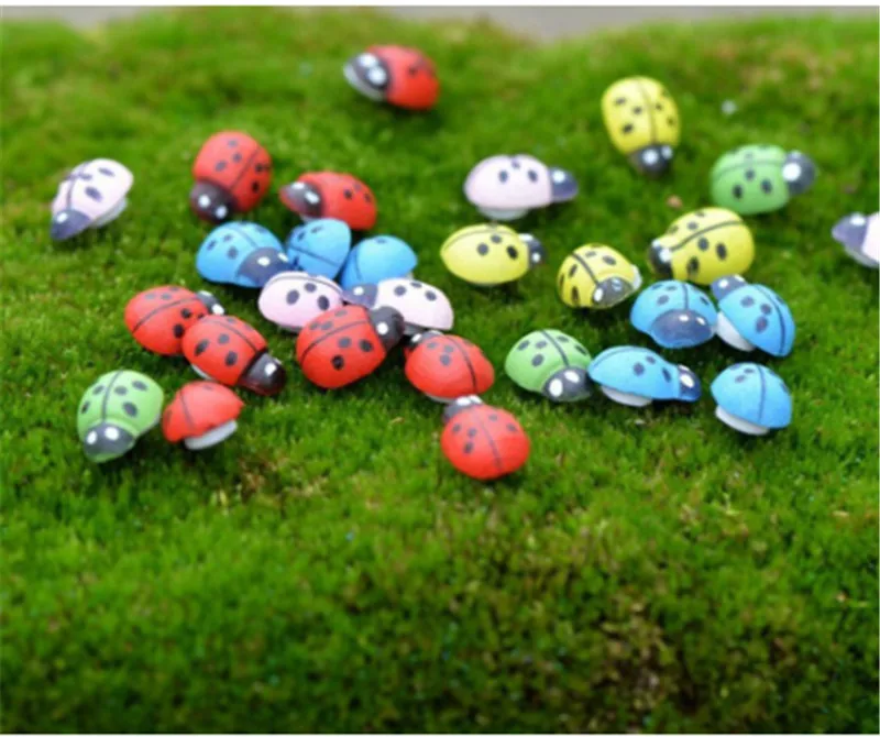 10 шт. миниатюрные украшения Coccinella septempipatata изделие из смолы «сделай сам» маленький садовый декор дерево Божья коровка - Цвет: 2