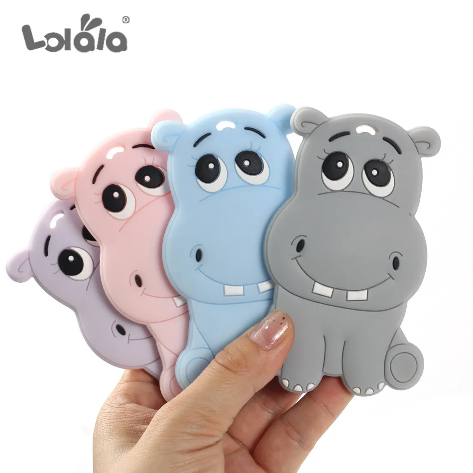 

Baby Teether Toys Toddle Safe BPA Free hippopotamus Teething Ring Silicone Chew Dental Care Nursing Beads Gift For Infant