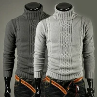 turtleneck male sweater slim fit jacquard hedging casual warm knitted pullover jumper