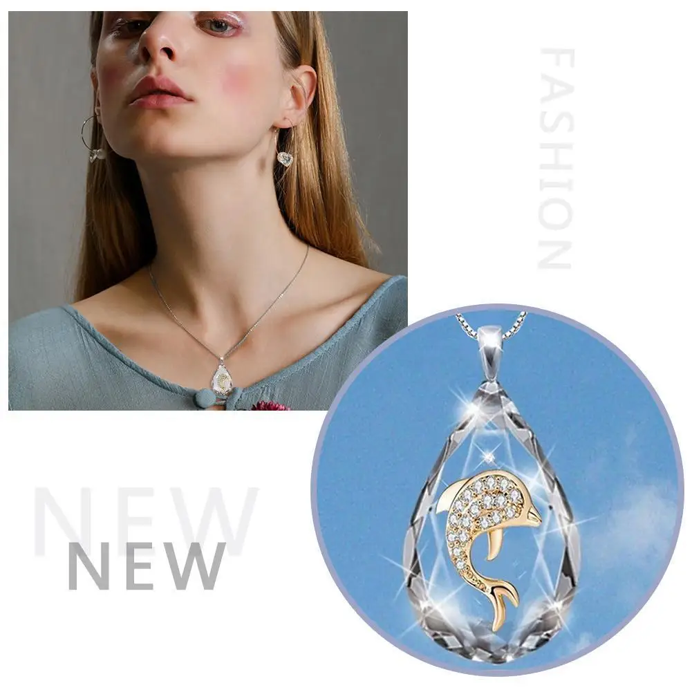 Модная Роскошная блестящая Хрустальная цепочка в виде Креста Иисуса дельфина