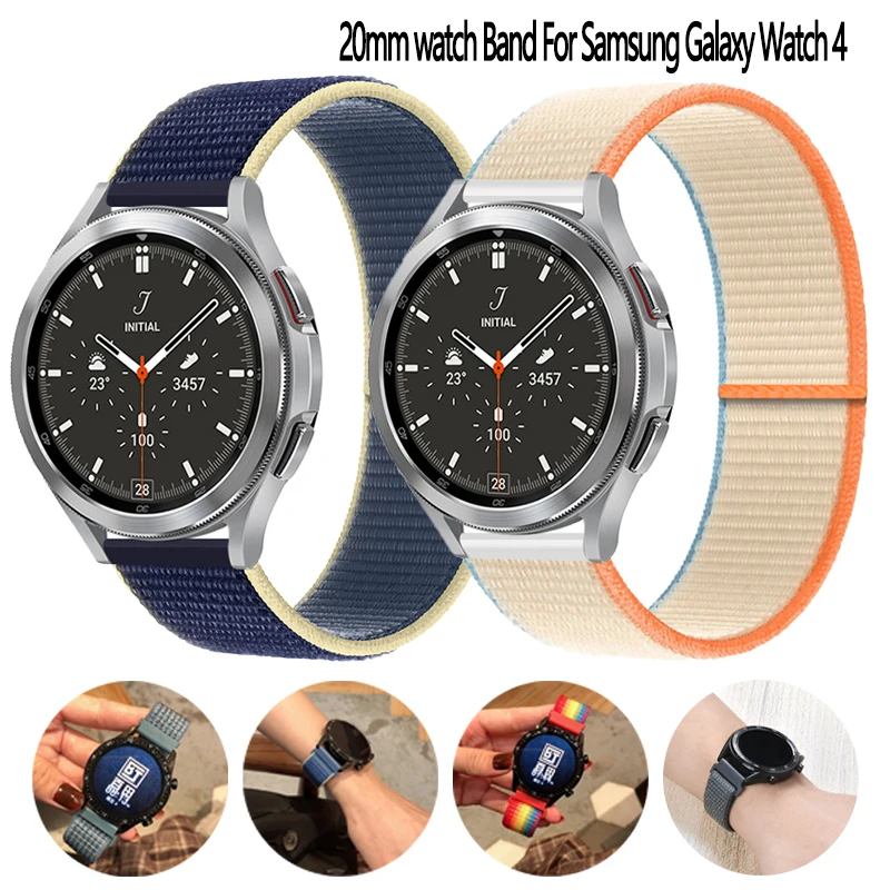 

Ремешок 20 мм для Samsung Galaxy watch 4 46 мм, нейлоновый спортивный браслет для наручных часов 22 мм