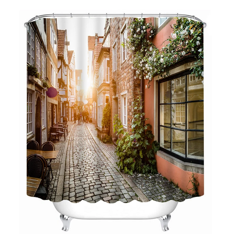 3D вид занавеска для душа цветы пейзаж настенный узор Водонепроницаемая ванной