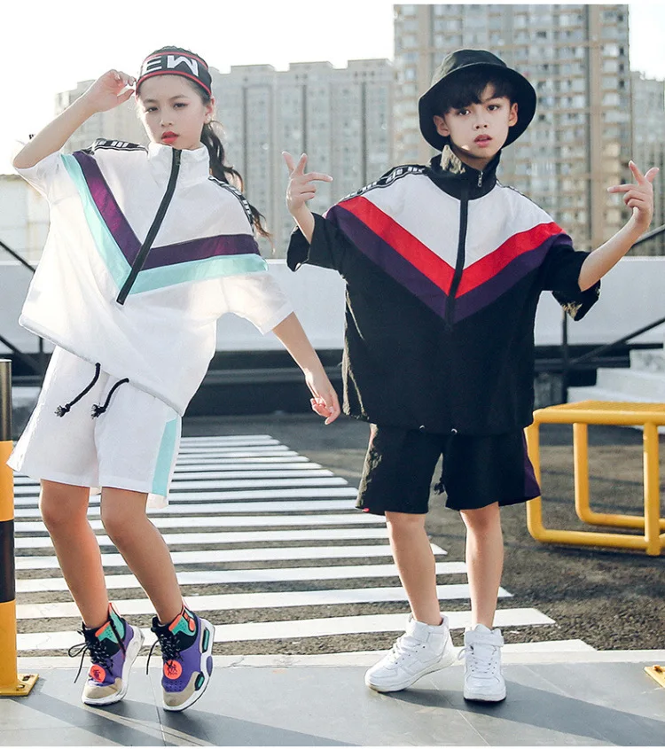 2020 джазовые танцевальные костюмы хип хоп детский топ с коротким рукавом и