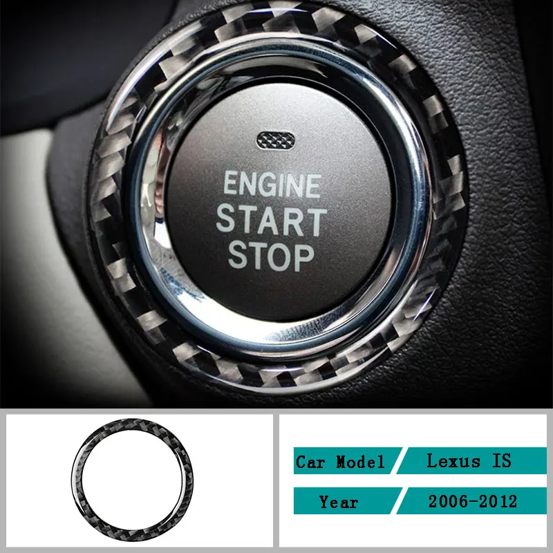 

Carbon Fiber Car Accessories Interior Engine Start Stop Ignition Key Ring Protective Cover Trim Stickers For Lexus IS 2006-2012