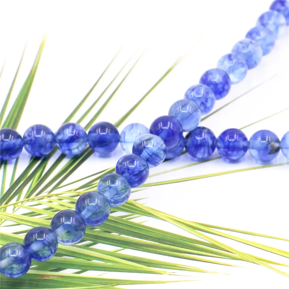 Горячая Натуральный камень голубой турмалин кристалл круглые бусины 4/6/8/10/12 мм
