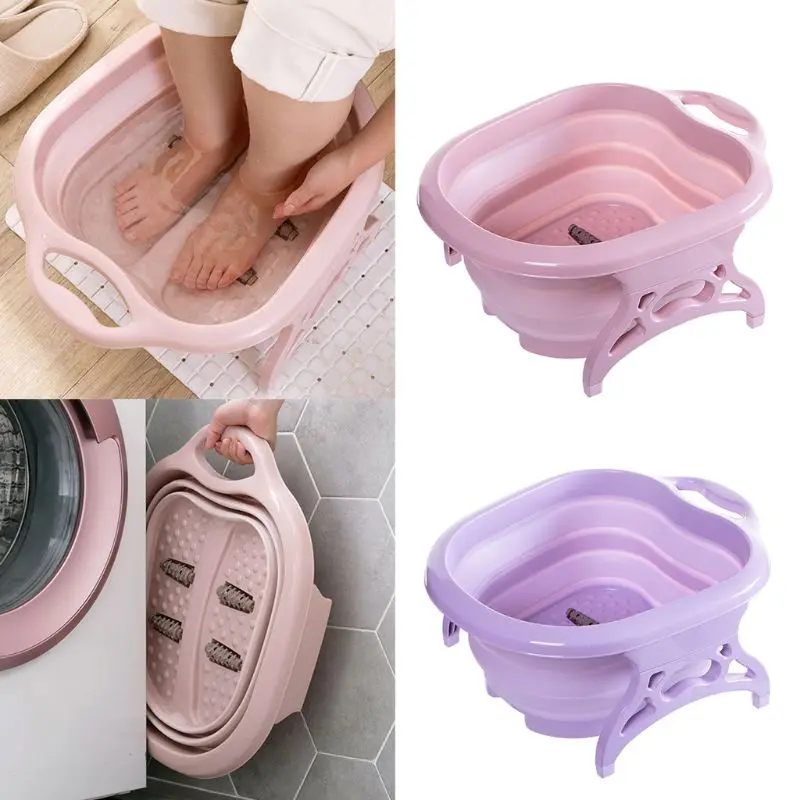 

Складная Ванна для ног, портативная пластиковая Ванна для спа с массажным колесом, инструмент для мытья