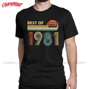Vintage Best Of 1981 40th Birthday 40 Years Old T Shirt Men Cotton Casual T-Shirts Crew Neck Tee Shirt Short Sleeve Tops Party