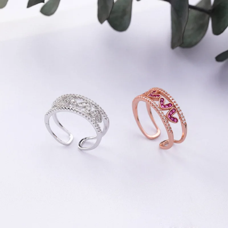 Открытие камень циркон кольца любящее сердце для женщин Женский милый перстни