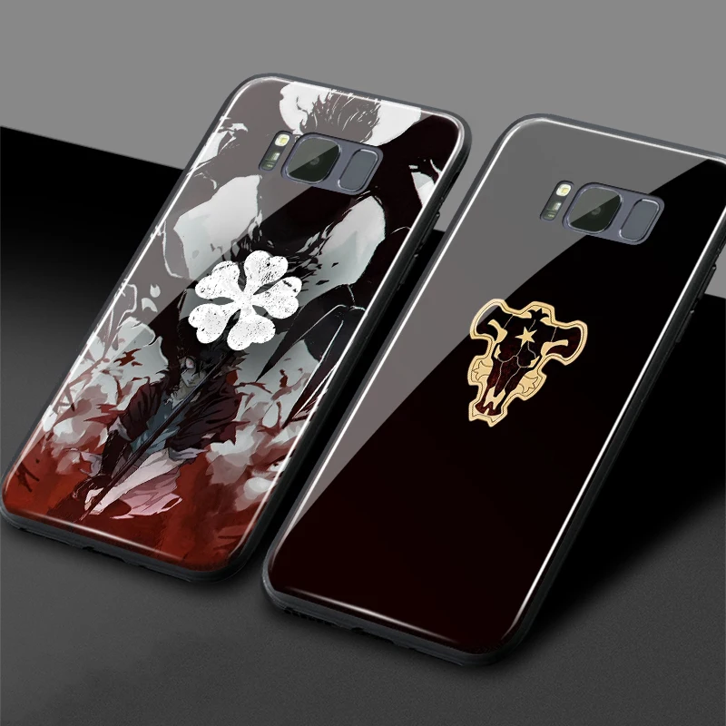 Черный чехол с логотипом быка черный клевер аниме мягкий силиконовый стеклянный