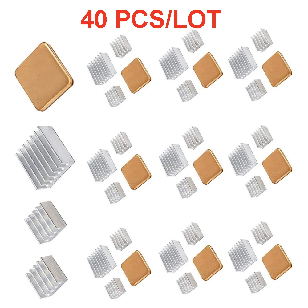 

40 PCS Raspberry Pi Heatsink Kit High Performance Aluminum Heatsink for Raspberry Pi B B+ 2 and 3, Heatsink Copper Pad Shims