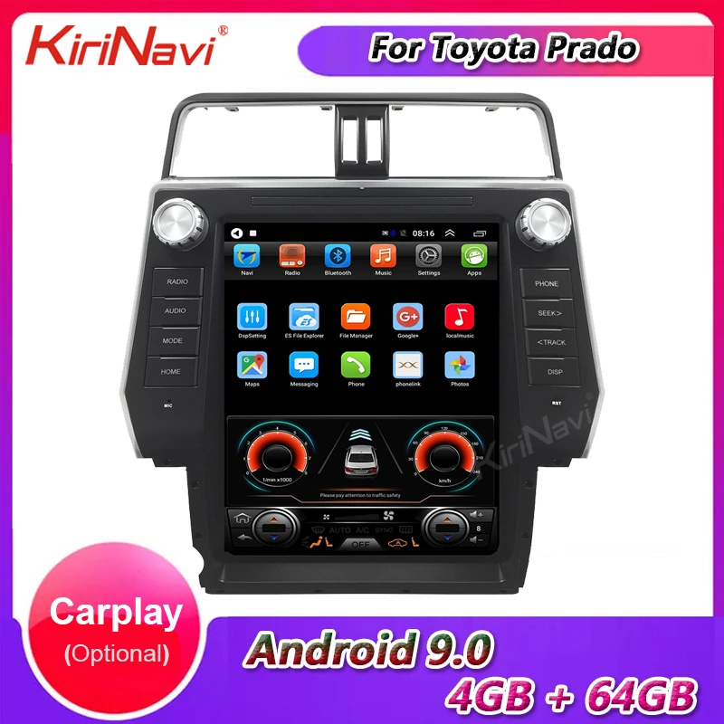 

KiriNavi 12.1'' Telsa Style Vertical Screen Android 9.0 Car Radio GPS Navigation For Toyota Prado Car DVD Multimedia Player WIFI
