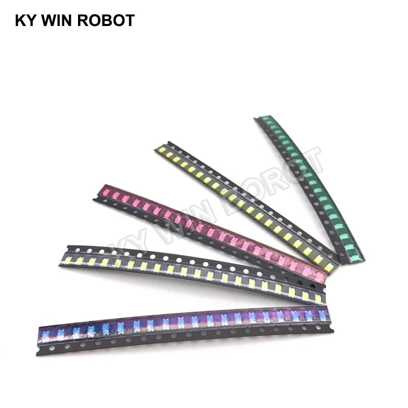 100pcs=5 colors x20pcs 1206 SMD LED light Package Red White Green Blue Yellow 1206 led kit Orange Warm whiteFree Shipping