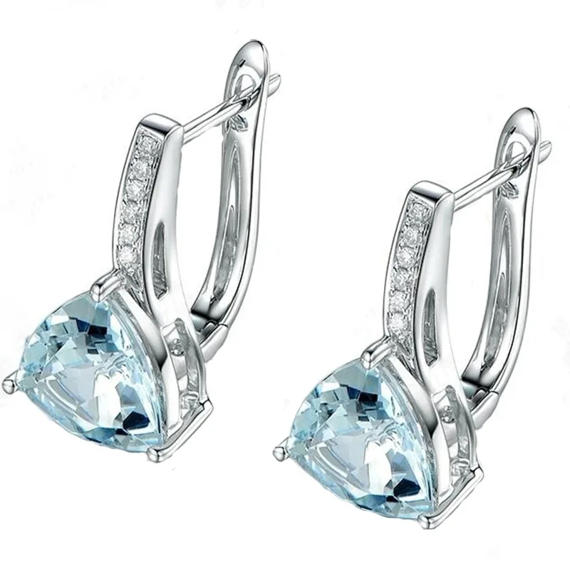 

Fashion Charm blue Stones Heart Shape silver Stud Earrings for Women Girl Trendy Elegant AAA Zircon Earring Jewelry Gift