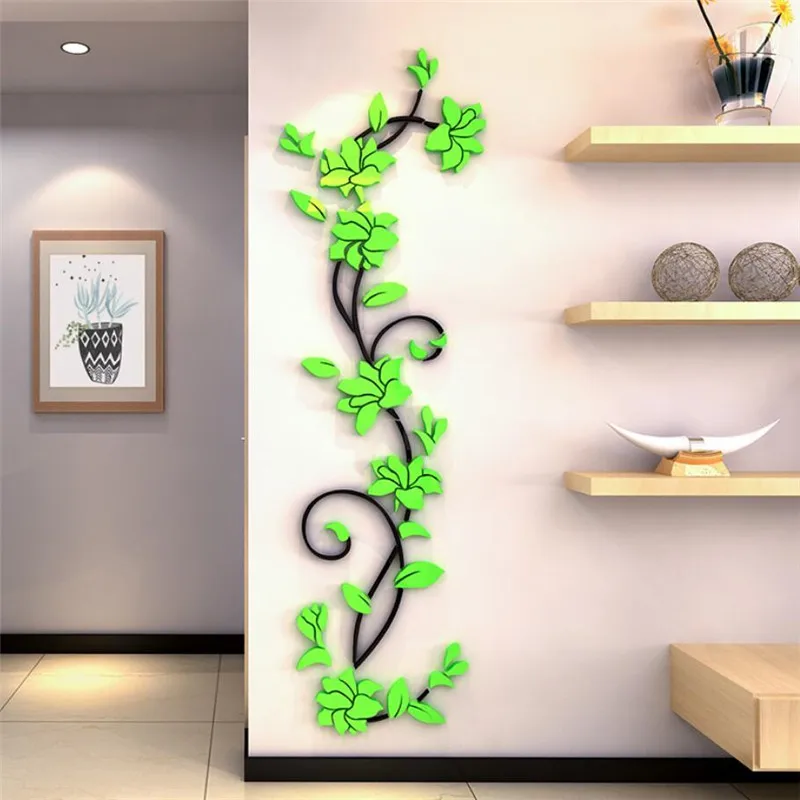 

Large Size Flower Vine3D Crystal Wall Sticker Entrance TV Background Wall Decor Living Room Window Home Sofa Wall Decor Sticker
