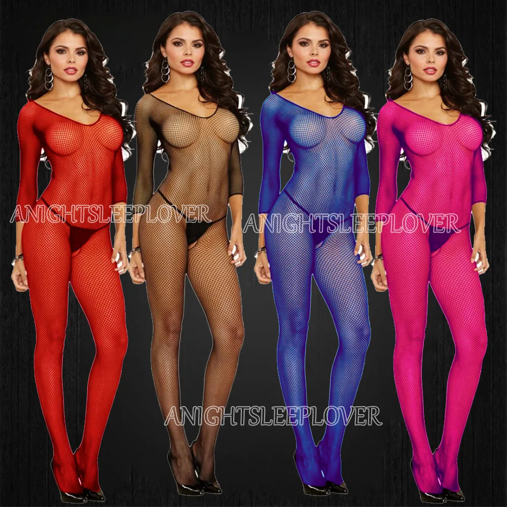 

Sexy Bodystocking Lingerie Nightgown Bodysuit Open Crotch Fetish Hollow Out Porno Baby Doll Sexi Women Erotic Underwear