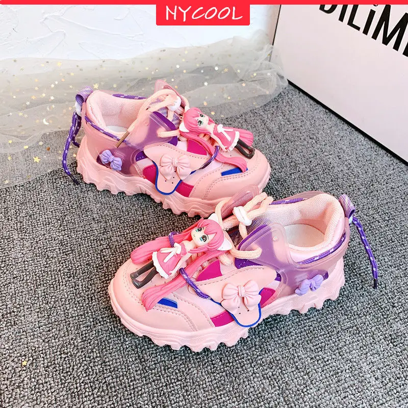 

2021 New Kids Shoes Fairy Doll Cartoon Toddler Shoes for Baby Girls Sneakers Children Running Shoes Leisure Students Sport Shoes