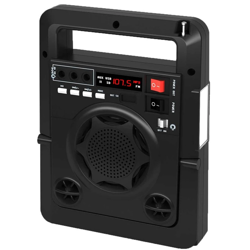 Зарядка от солнечной энергии FM радио TF USB плеер Динамик Мощность банк Функция с