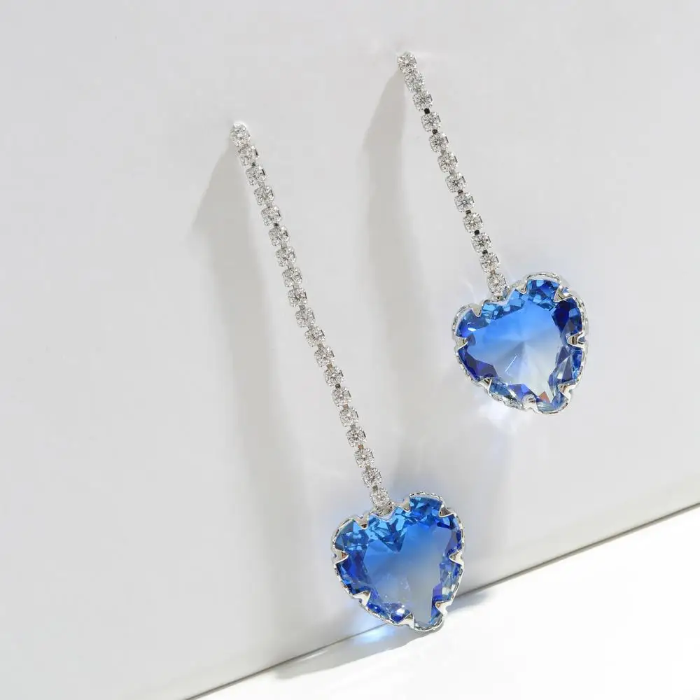 Модные асимметричные серьги-подвески Neoglory с красочным сердцем для женщин