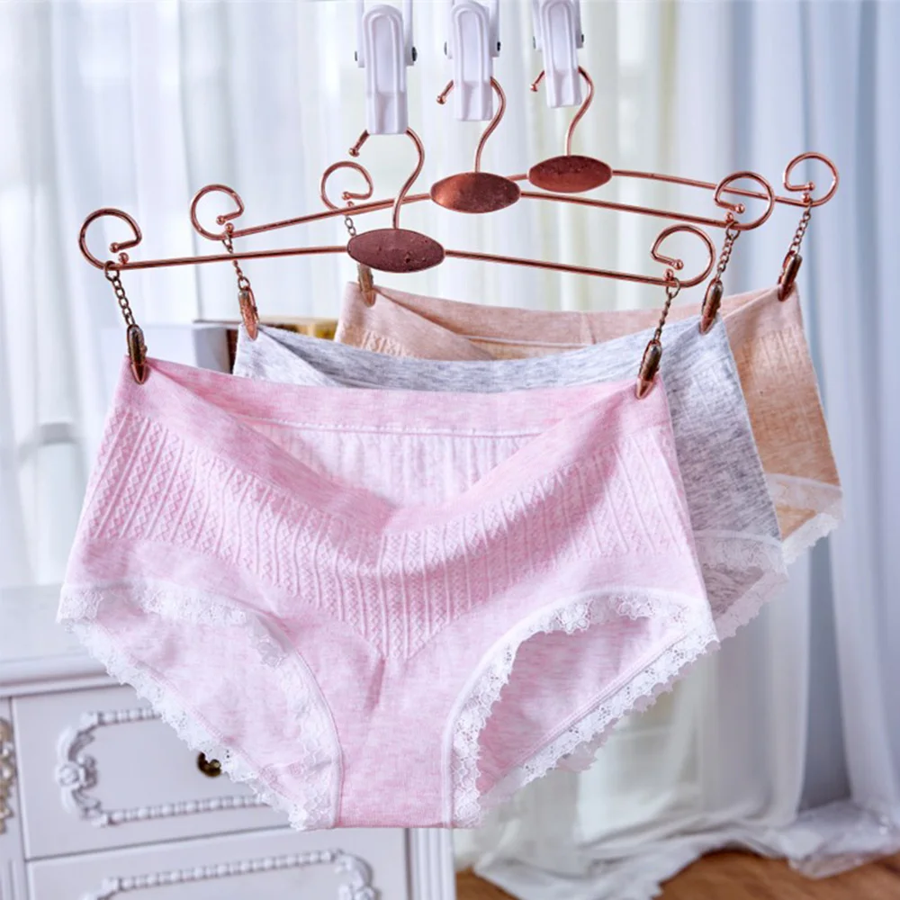 Сексуальные женские трусики полосатые хлопковые кружевные трусы для девочек со