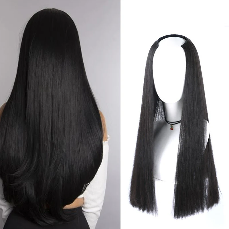 Allaosify натуральный зажим в одной части синтетический удлинитель волос с 5 зажимами