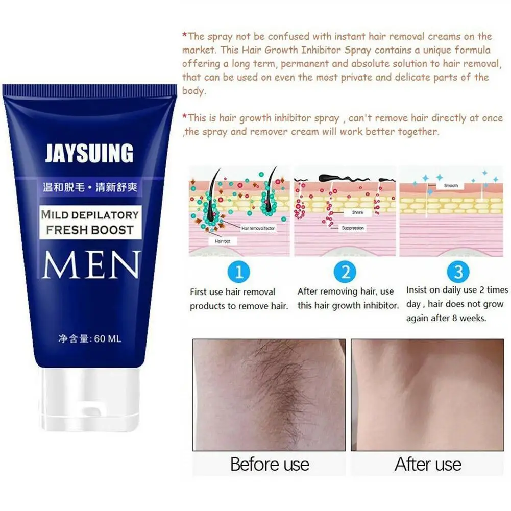 

60g Men Hair Removal Cream Mild Fresh Depilatory Paste Removal Natural Moustache Cream Hair Remover Gentle Unisex Beard M0X8