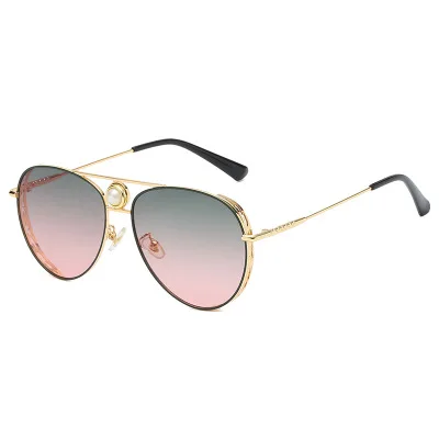 

High End Gradient Metal Diamond Pilot Women Rimless Sunglasses 2020 Steampunk UV400 Glasses