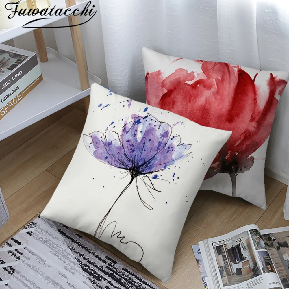 

Fuwatacchi Colorful flowers Pattern Gift Pillow Covers Flower Cushion Covers for Home Sofa Decorative Throw Pillowcase 45*45cm