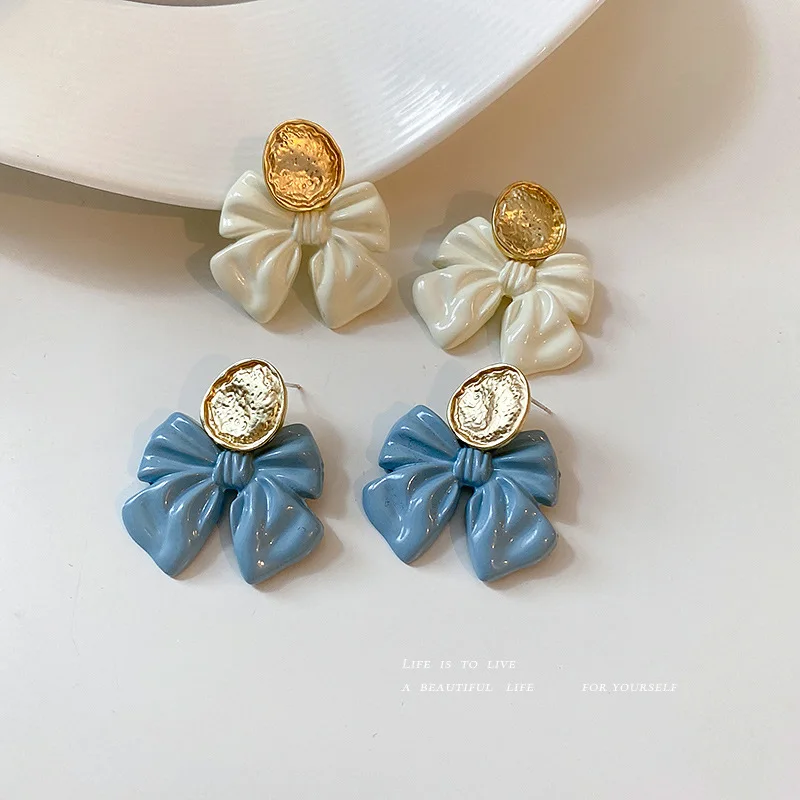 

925 Silver Needle Candy Color Earrings Female Personality Exaggerated Square Geometric Net Red New Summer