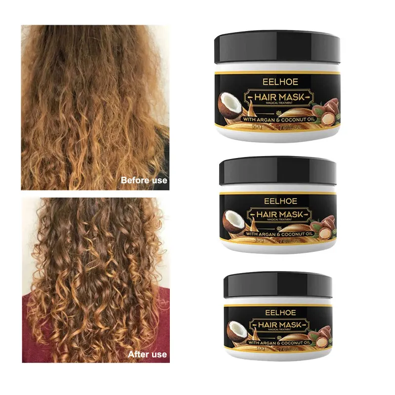 

Маска для лечения волос с кокосовым маслом восстанавливает повреждённые корни волос кератином женская маска для глубокого ухода за волоса...