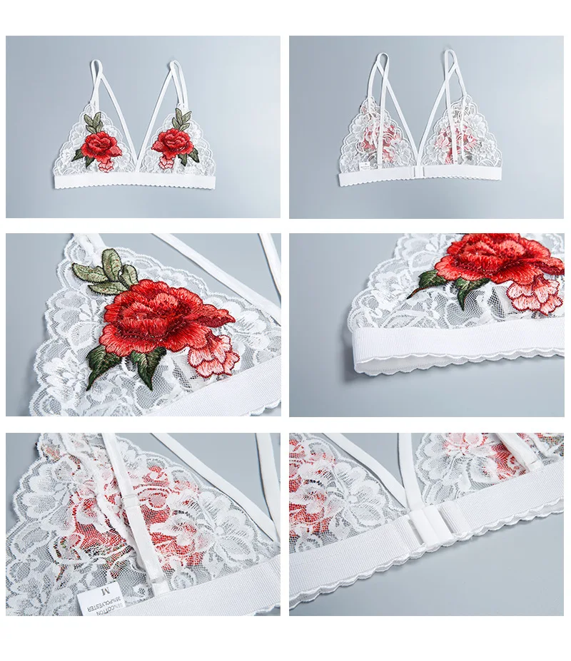 

Sexy Lace Underwear Bra Sets Swimsuit Bikini Party Triangle Cup Lingerie for Women Female Summer V Neck Wire Free Intimates