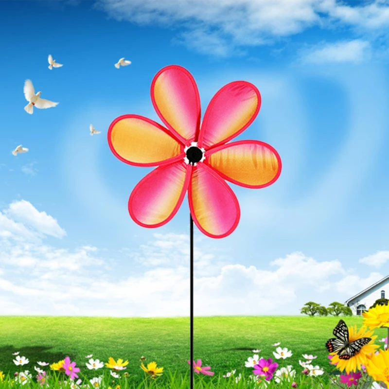 

Colorful Flower Wind Spinners Lawn Pinwheels Windmill Party Pinwheel for Garden K3NA