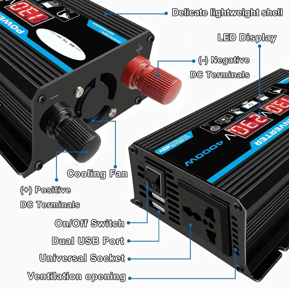 peak 300w 12v to 220v110v led car power inverter converter charger adapter dual usb voltage transformer modified sine wave free global shipping