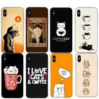 coffee cat funny unique design hard cover xs 11 pro max 12 mini 13 phone case for iphone 7 8 6 6s plus x xr 10 se 5 mobile shell